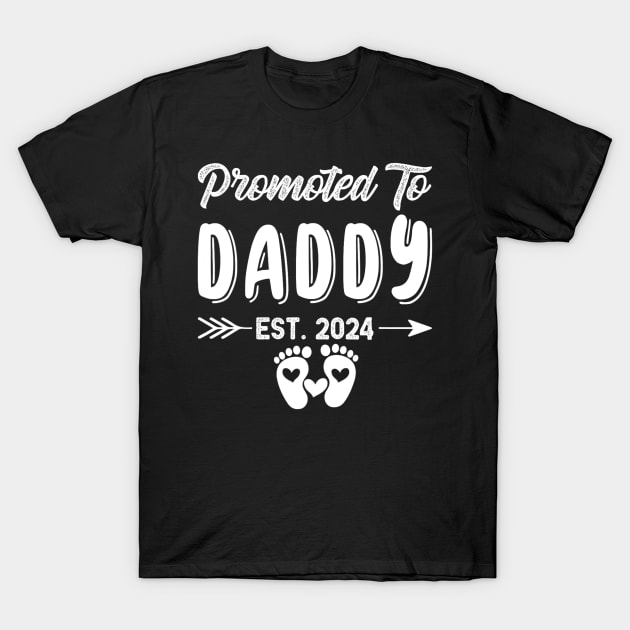 Promoted To Daddy est 2024 Pregnancy Announcement T-Shirt by Mitsue Kersting